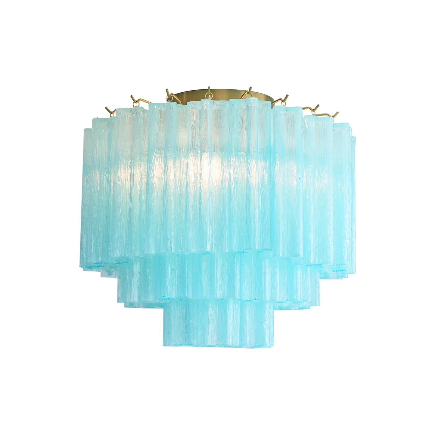 Lámpara de techo de cristal azul de Murano