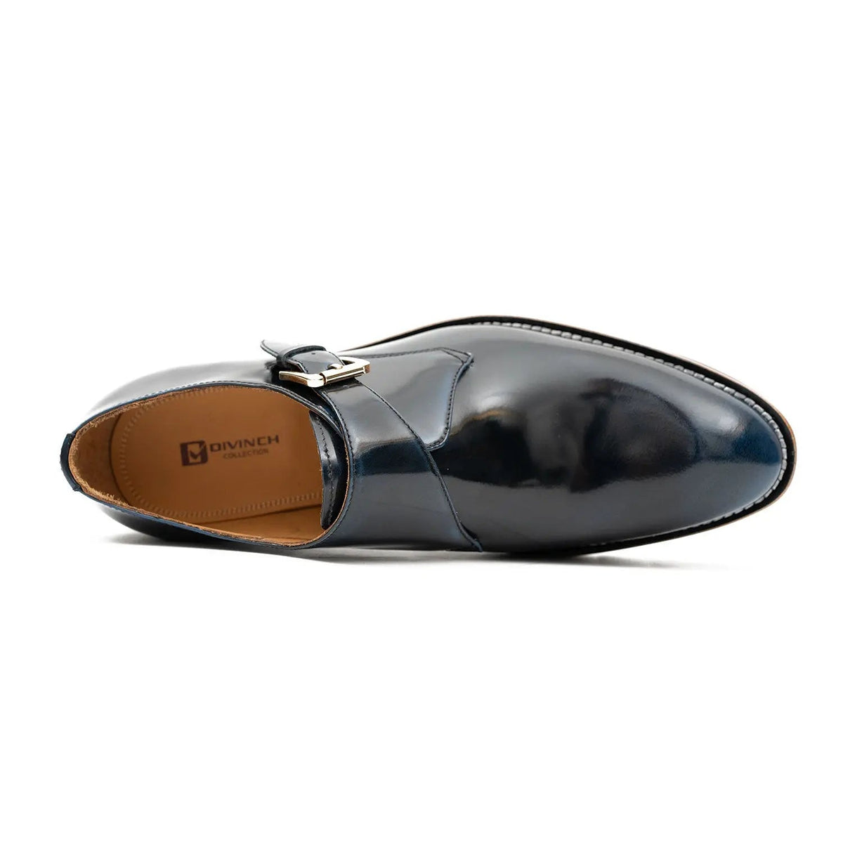Blue Calf Leather Monk Shoes