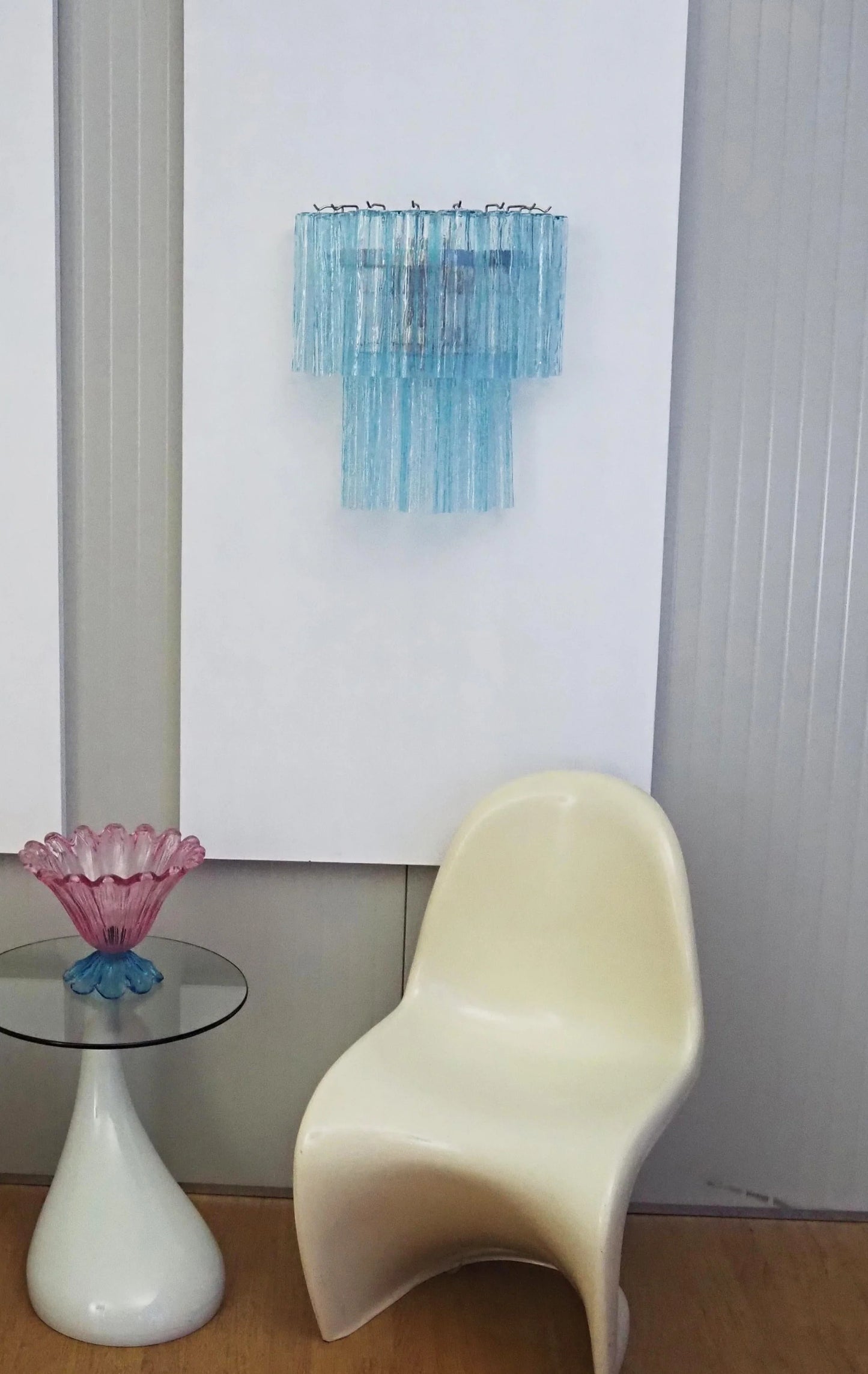 Apliques de pared de cristal de Murano azul en tubo