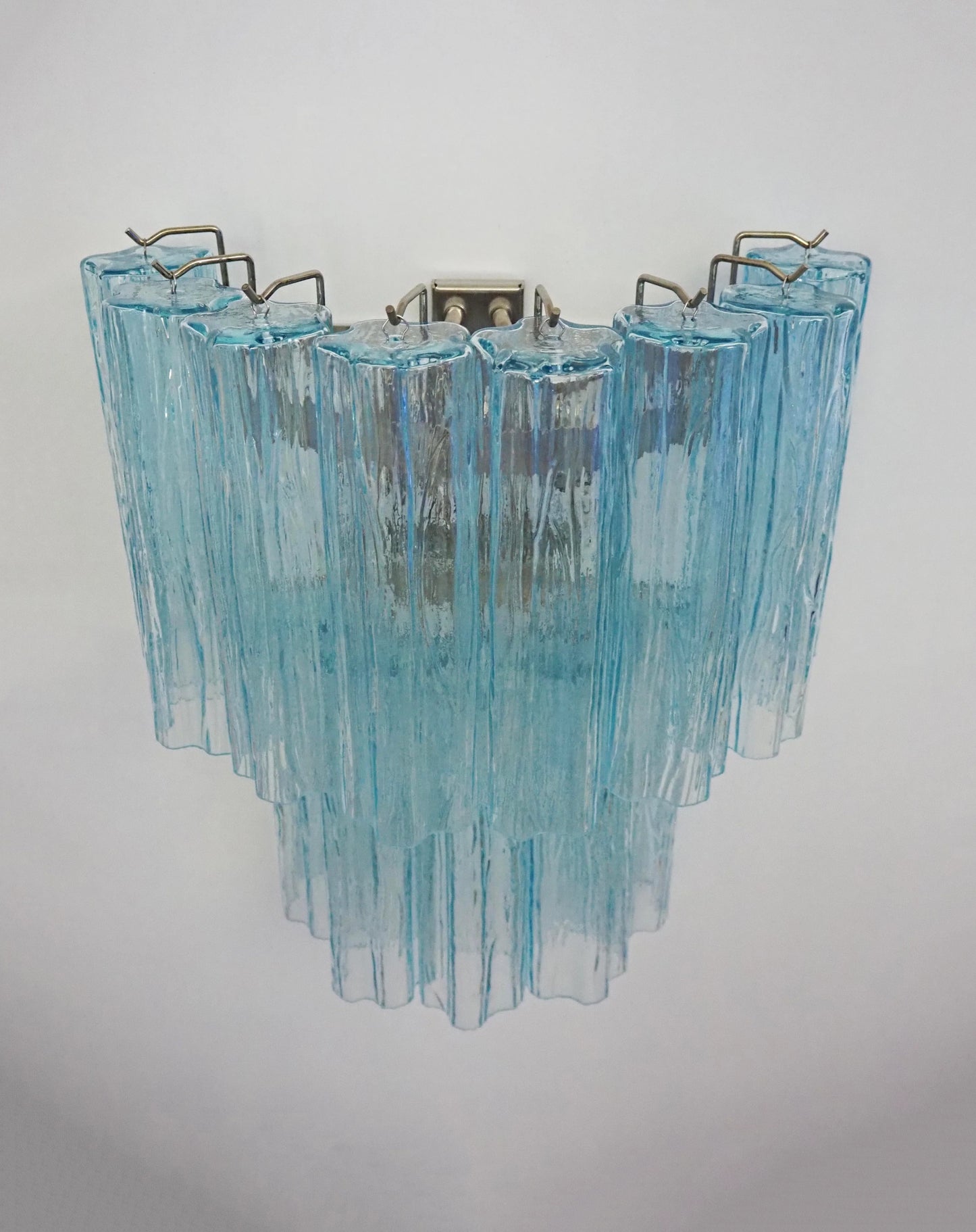 Apliques de pared de cristal de Murano azul en tubo