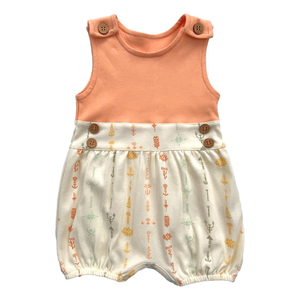 Mameluco de burbuja de algodón orgánico con certificación GOTS - Estampado floral bohemio