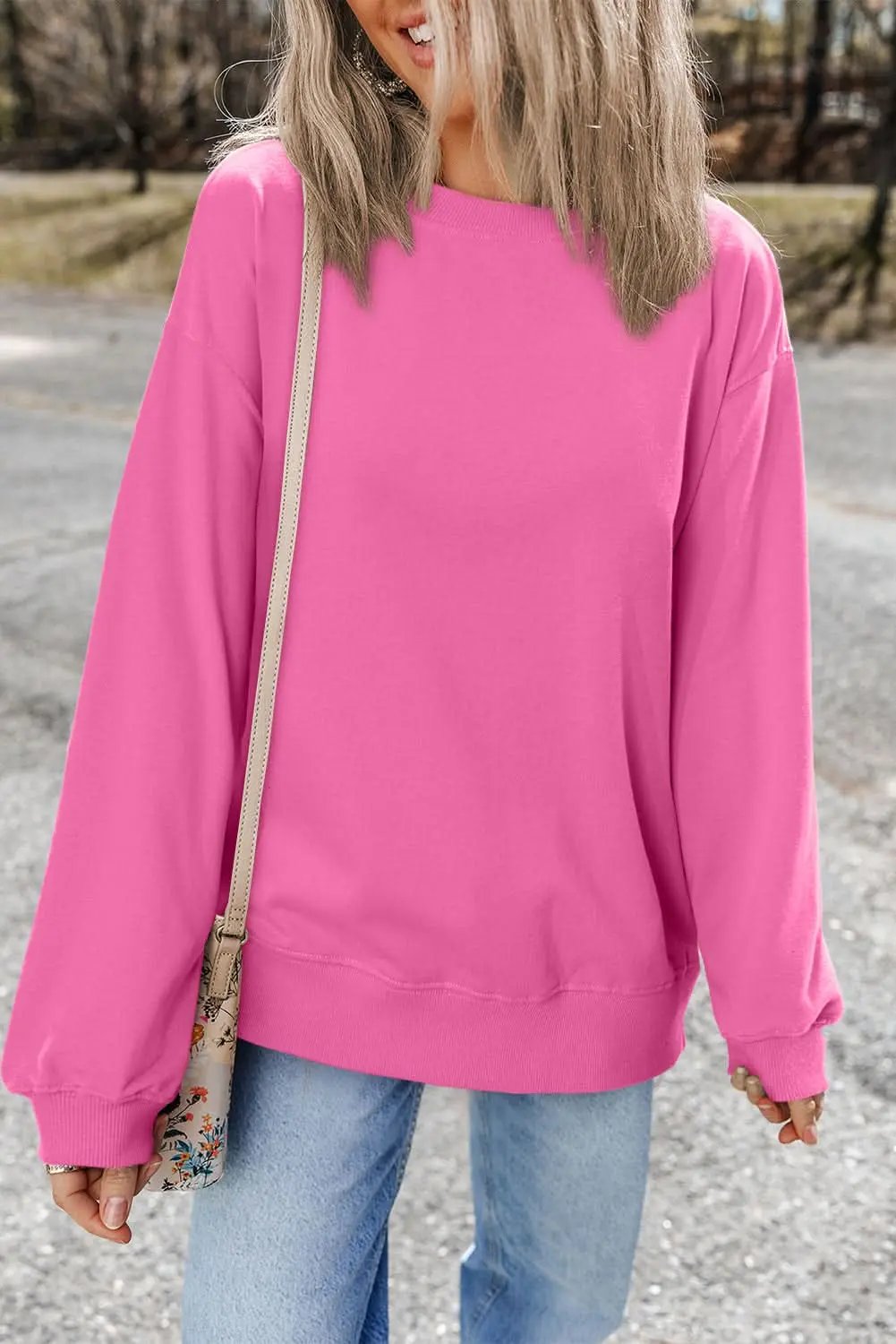 Sweaters Love Salve Pink Pullover Women's Daily Crewneck Sweatshirt - Soft & Casual