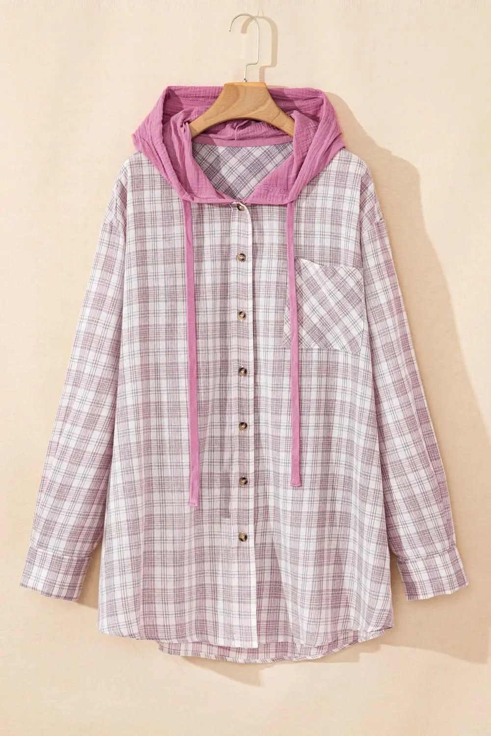 Love Salve Women's Hooded Plaid Shirt — Plus Size Comfort