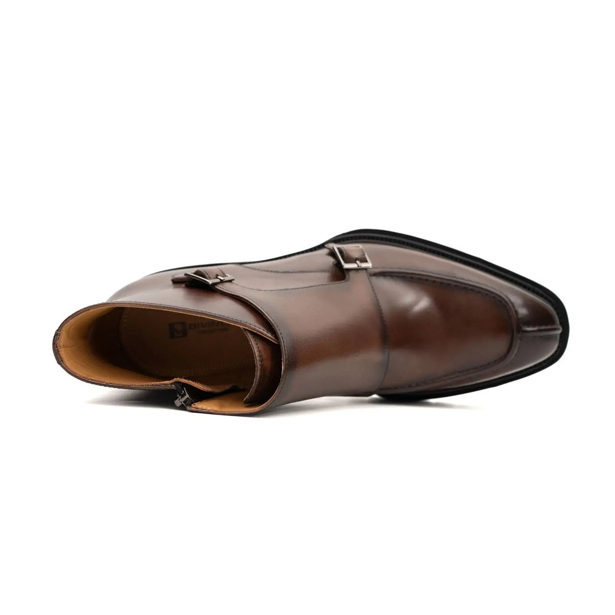 Brown Calf Leather Buckle Ankle Boots