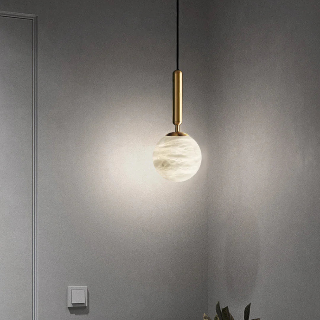 Lámpara colgante de alabastro Bosso Brass
