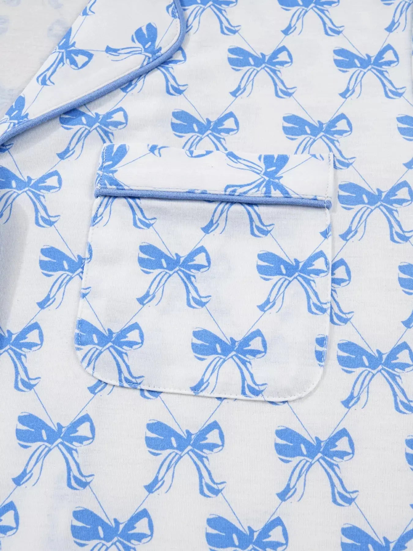 Bow Print Long Sleeve Shirt and Pants Pajama Set