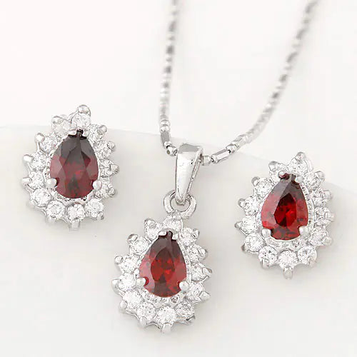 Conjunto de pendientes y collar de circonita de cristal coreano