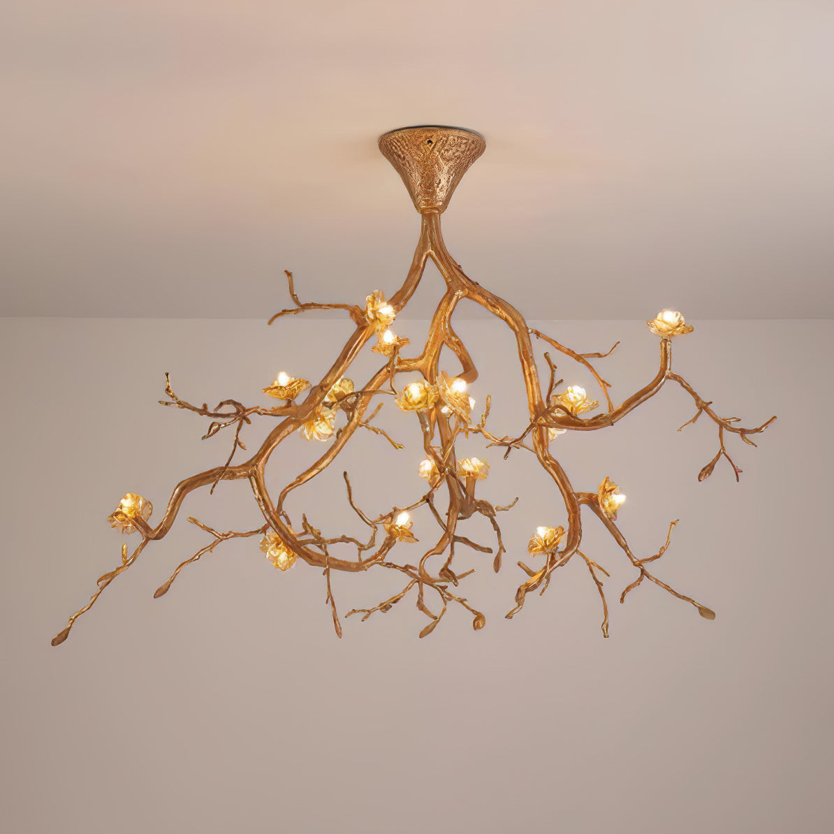 Lámpara de techo con forma de ramas de árbol y flores