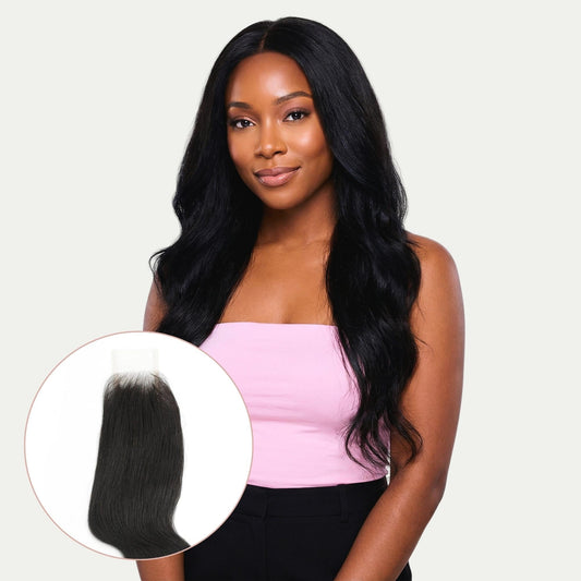 Cierre de cabello humano de encaje transparente 2x6 de onda corporal brasileña