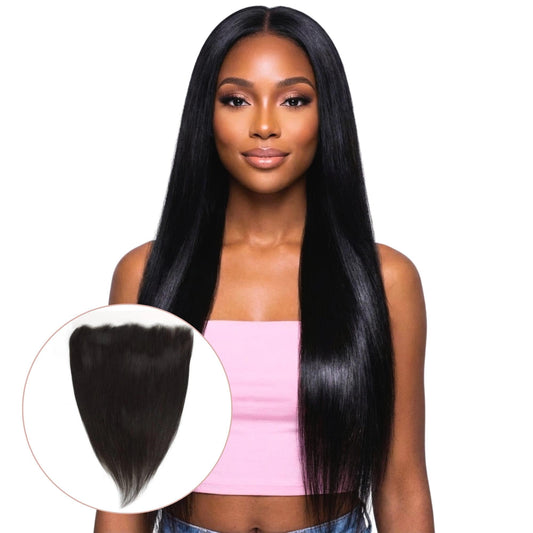Frontal de cabello humano liso brasileño 13x4 con encaje transparente