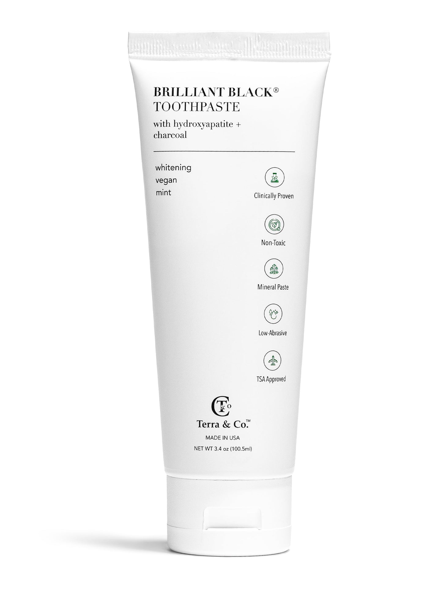 Brilliant Black® Charcoal Whitening Toothpaste with Micro-Hydroxyapatite (Fluoride-Free, Enamel Strength & Sensitive Teeth Relief)