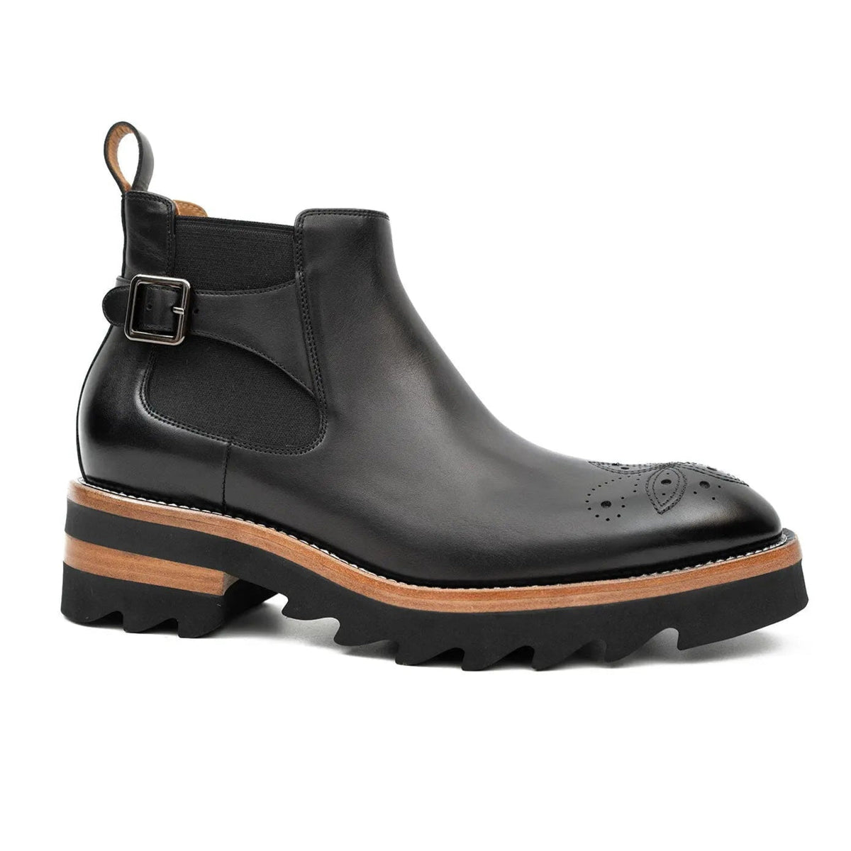 Black Calf Leather Chelsea Boots
