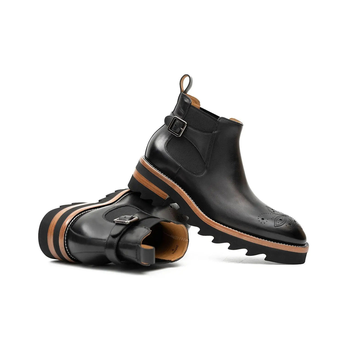 Black Calf Leather Chelsea Boots