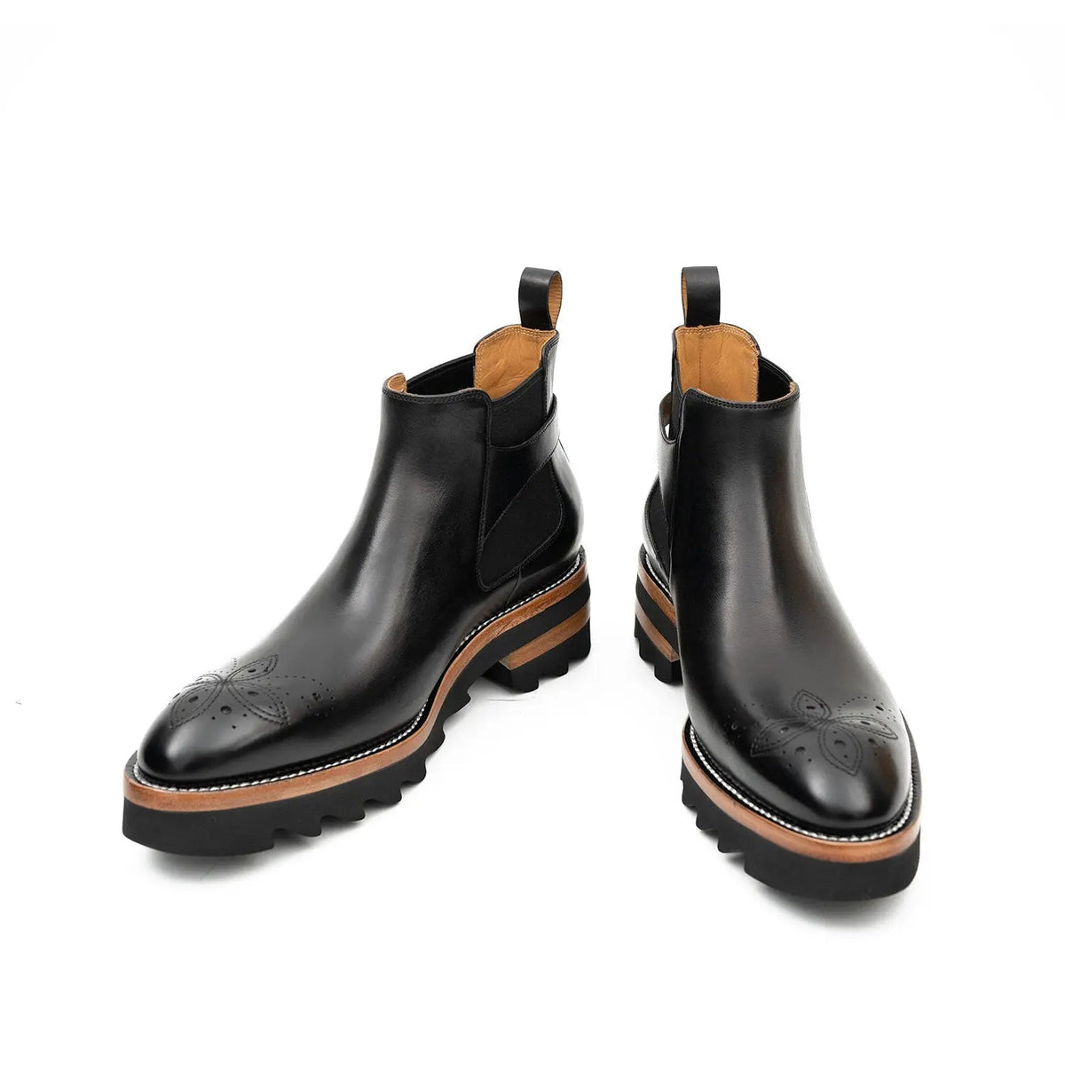 Black Calf Leather Chelsea Boots