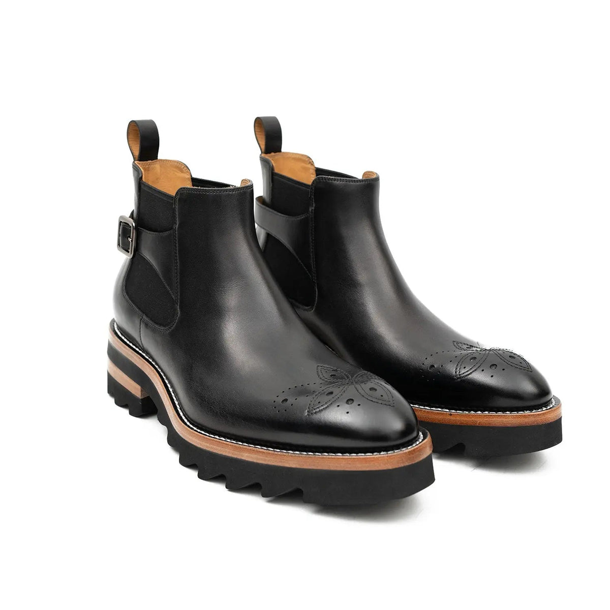 Black Calf Leather Chelsea Boots