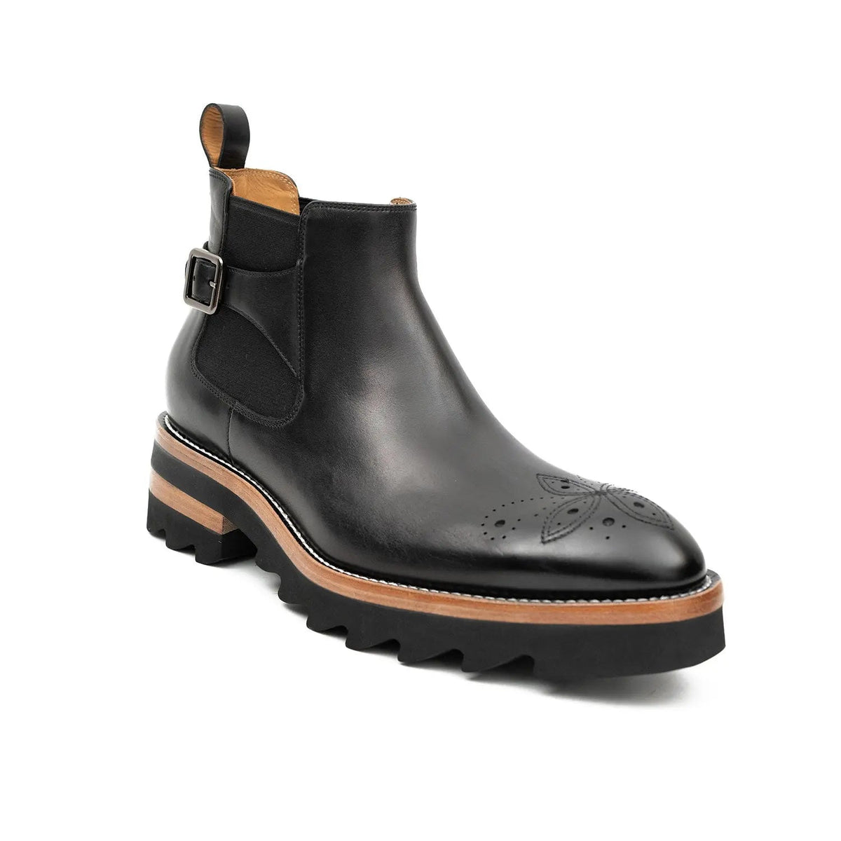 Black Calf Leather Chelsea Boots