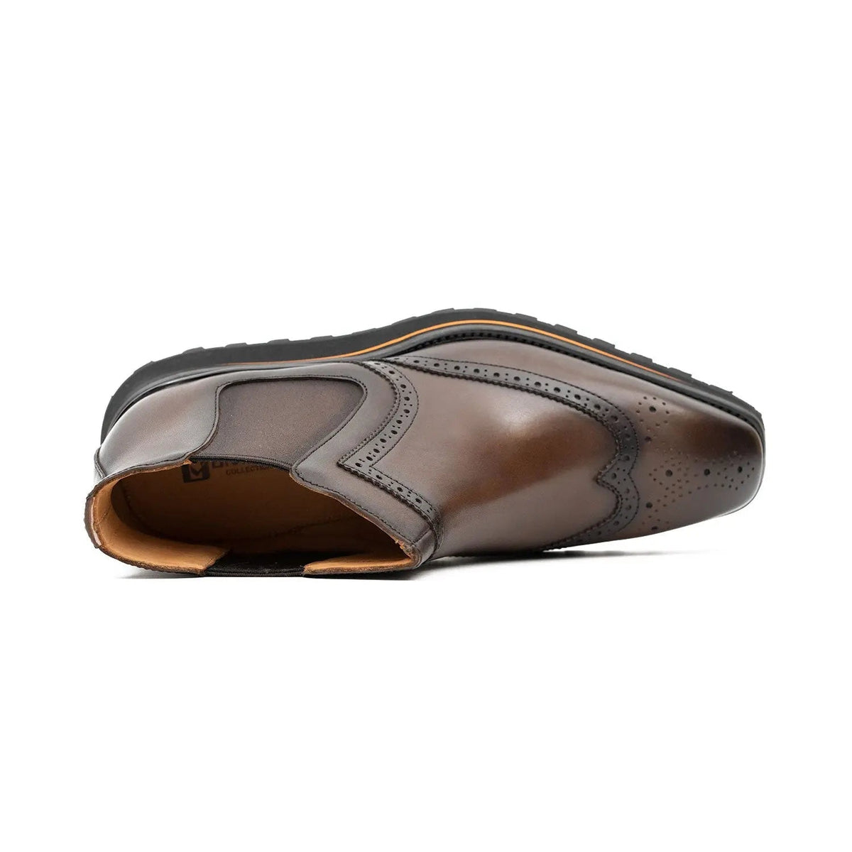 Brown Wingtip Calf Leather Chelsea Boots