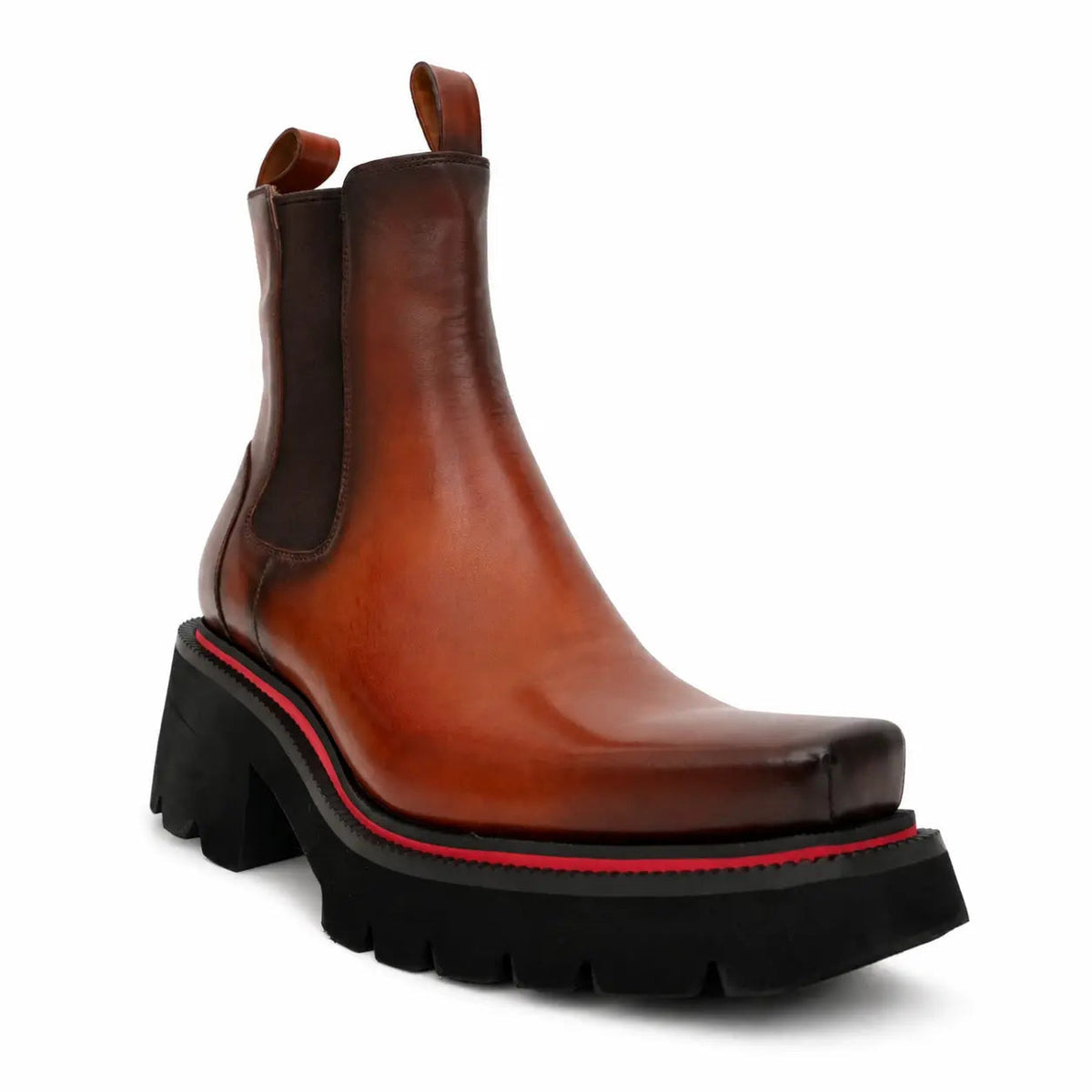 Orange Platform Calf Leather Chelsea Boots