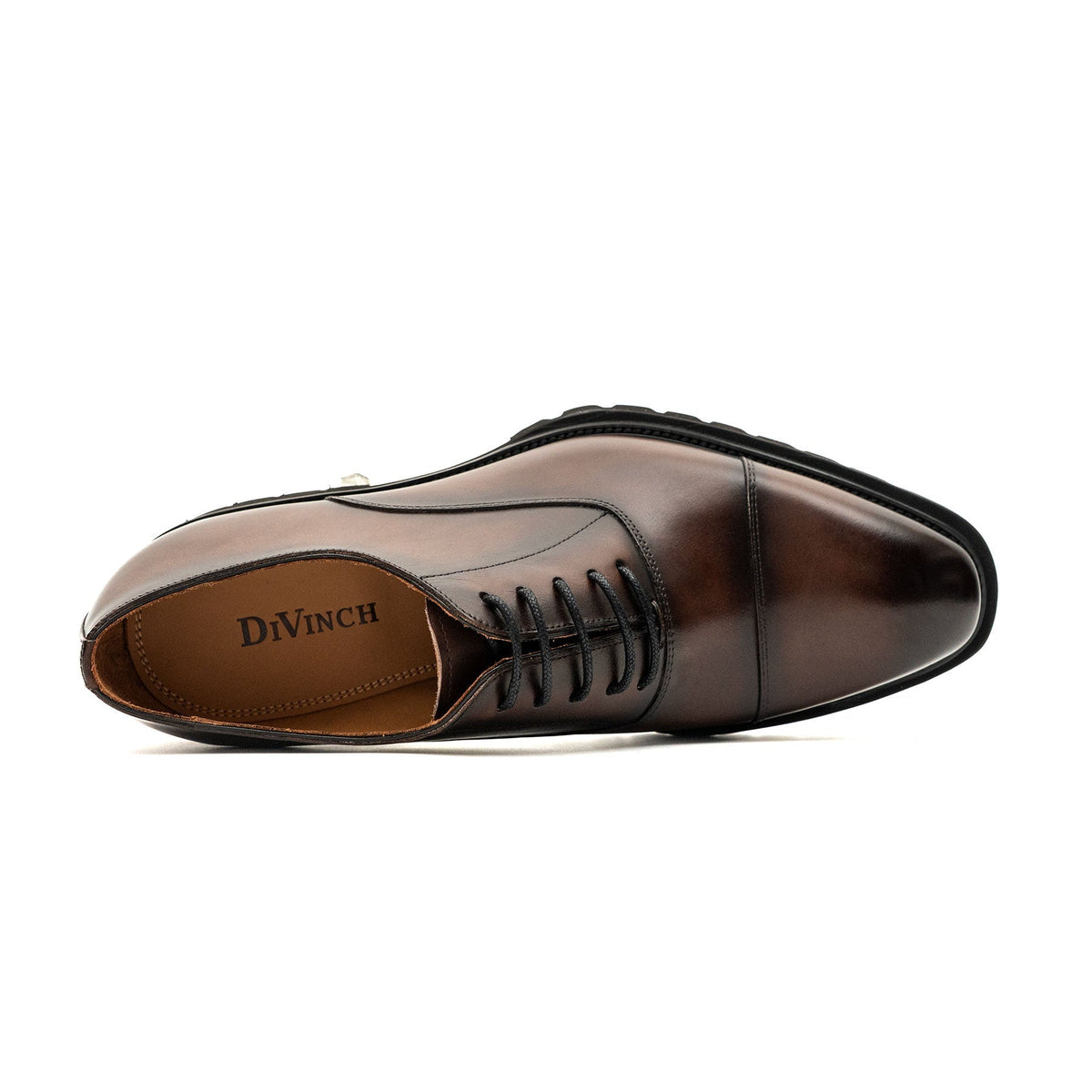 Brown Cap-Toe Cow Leather Oxford Shoes