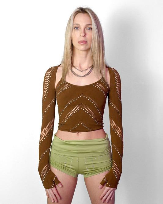 Conjunto de Bolero Halter Marrón
