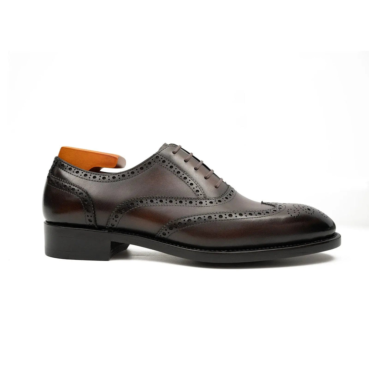 Dark Brown Wingtip Calf Leather Oxford Shoes