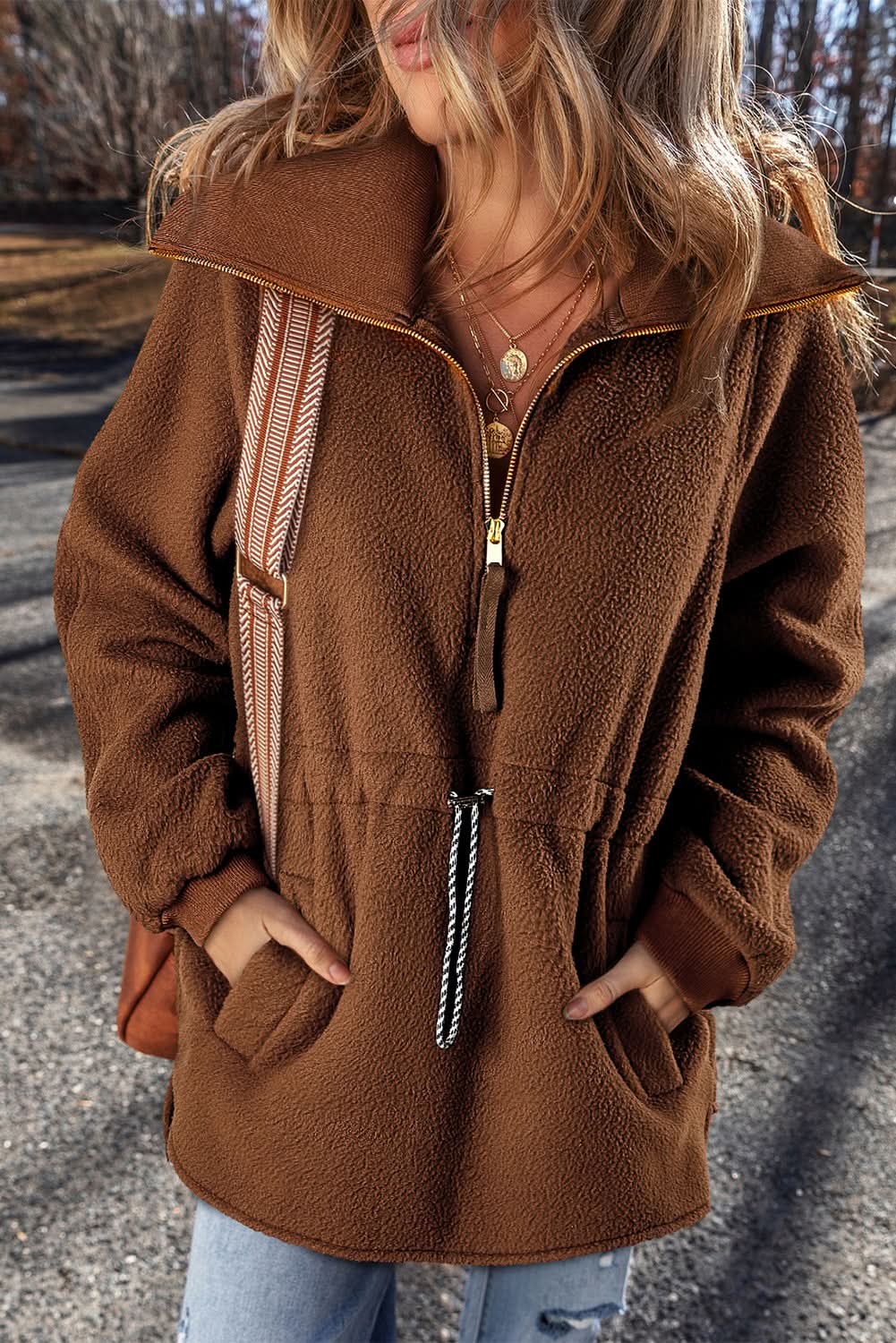 Sweaters Love Salve Brown Fleece Pullover Women's Daily Sweatshirt: Soft, Cozy