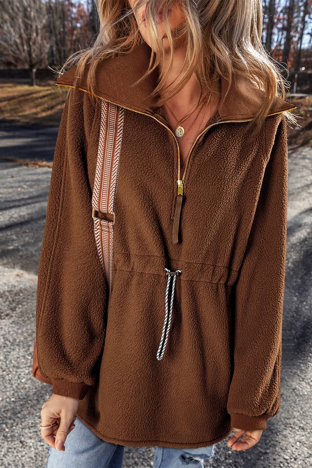 Sweaters Love Salve Brown Fleece Pullover Women's Daily Sweatshirt: Soft, Cozy