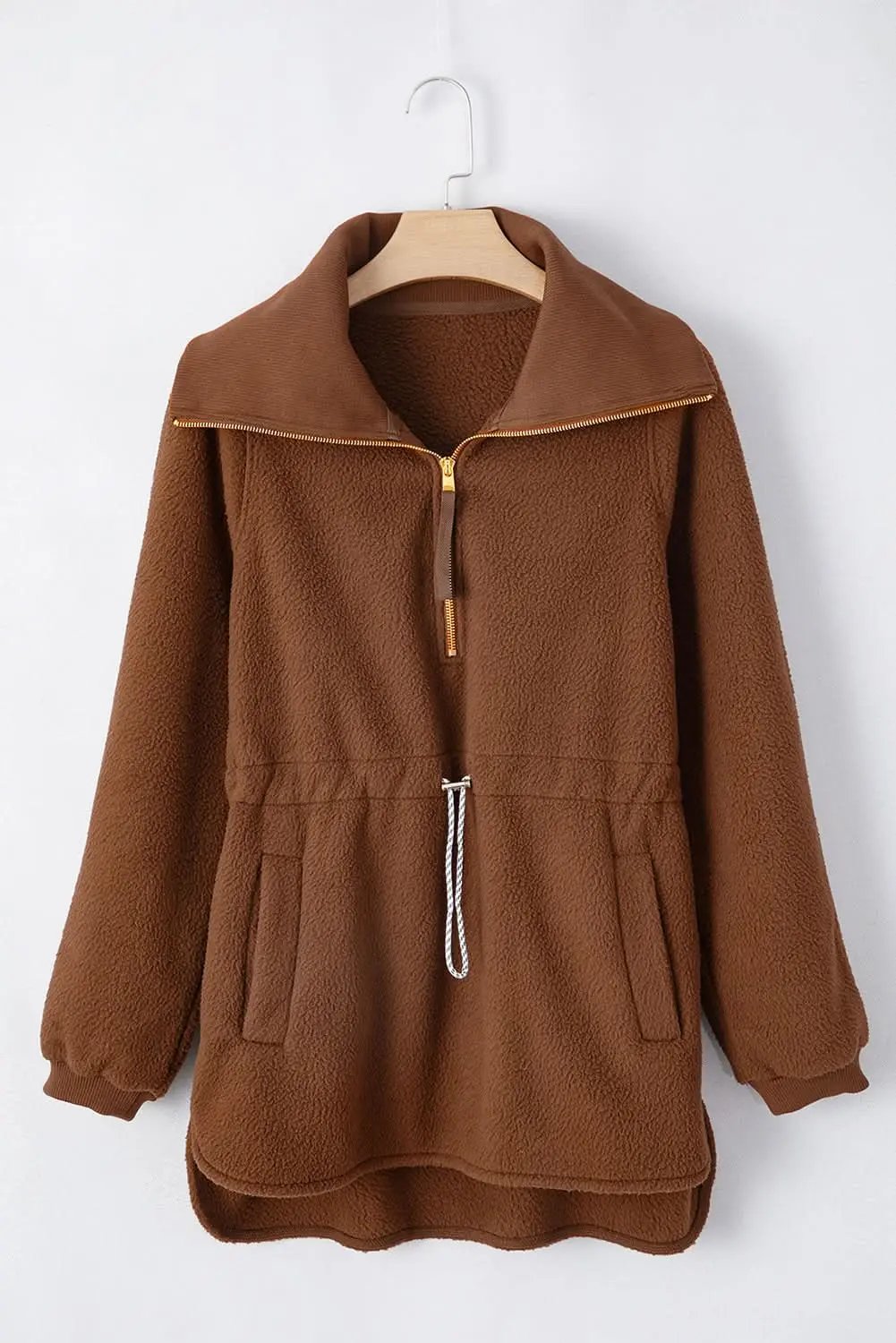 Sweaters Love Salve Brown Fleece Pullover Women's Daily Sweatshirt: Soft, Cozy