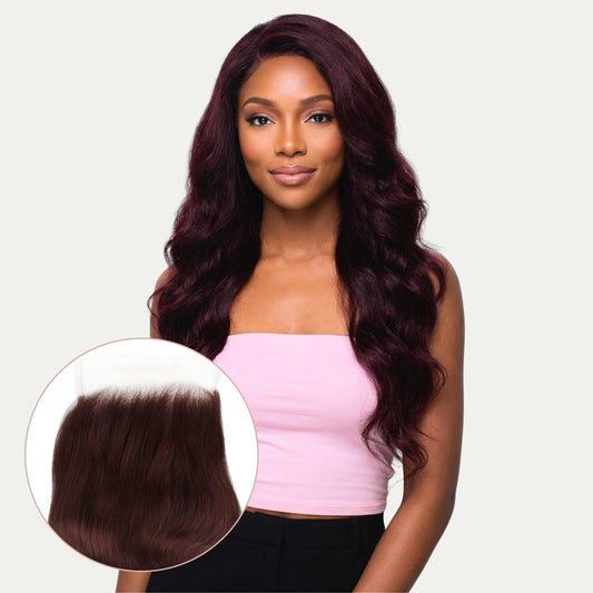 Cierre de Cabello Humano Burgundy Body Wave 5x5 con Encaje HD