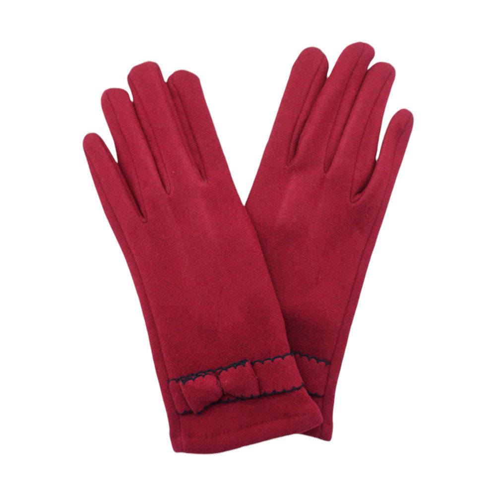 Bow Pointed Faux Suede Smart Touch Gloves