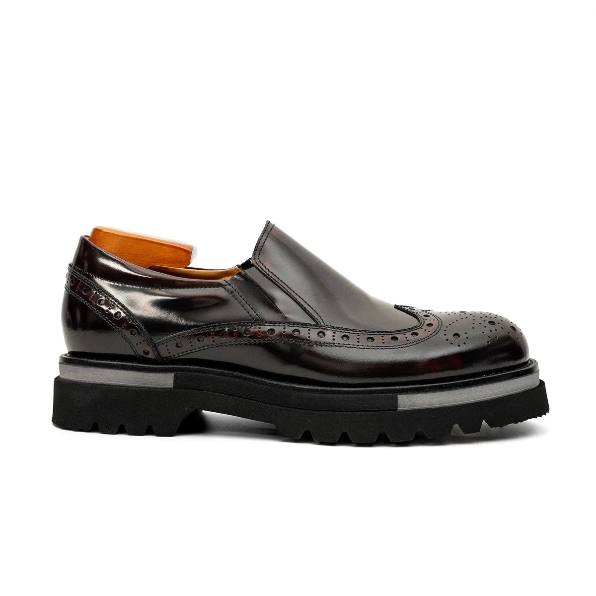 Burgundy Wingtip Calf Leather Loafers