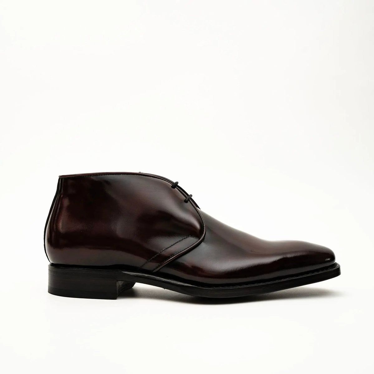 Burgundy Square-Toe Calf Leather Chukka Boots