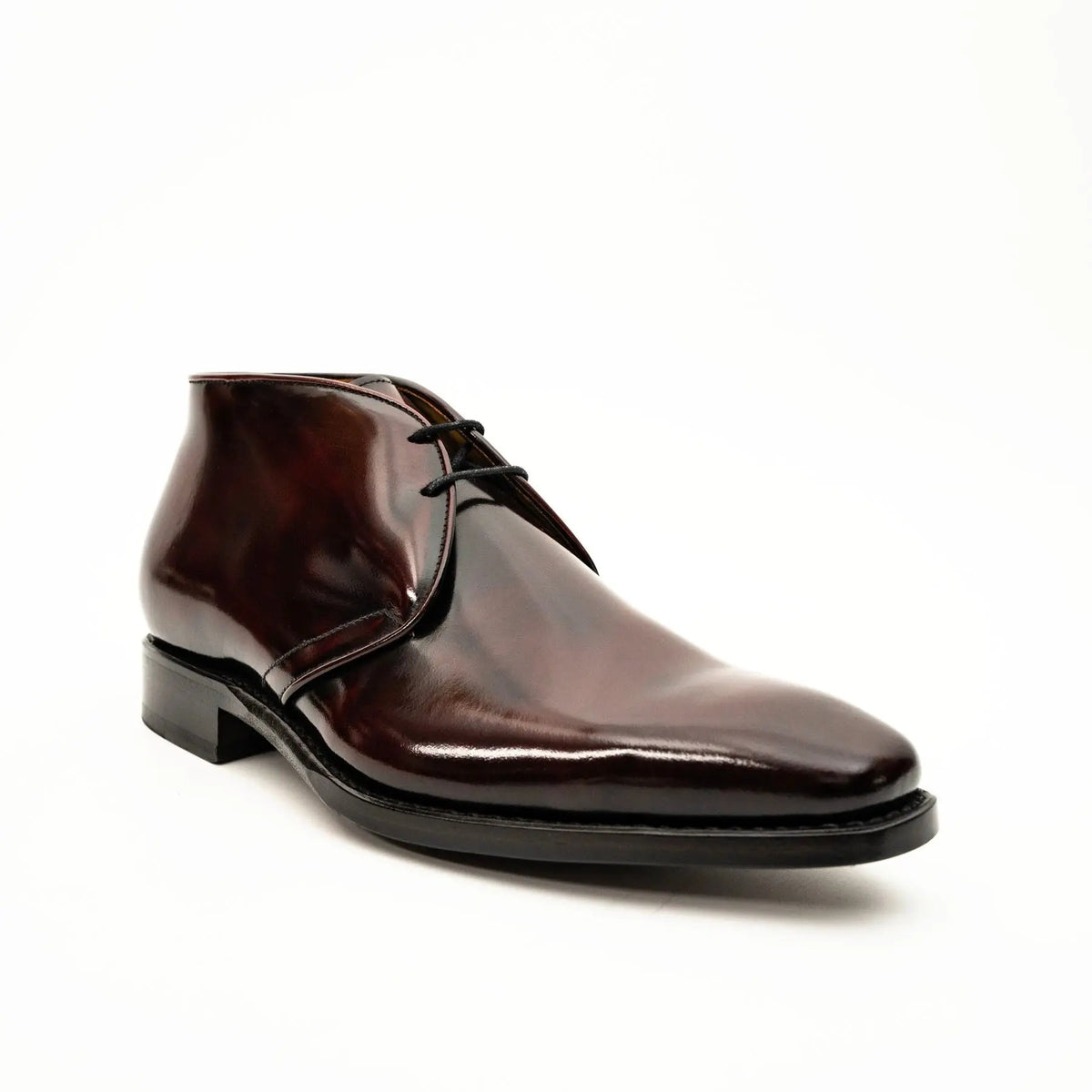 Burgundy Square-Toe Calf Leather Chukka Boots