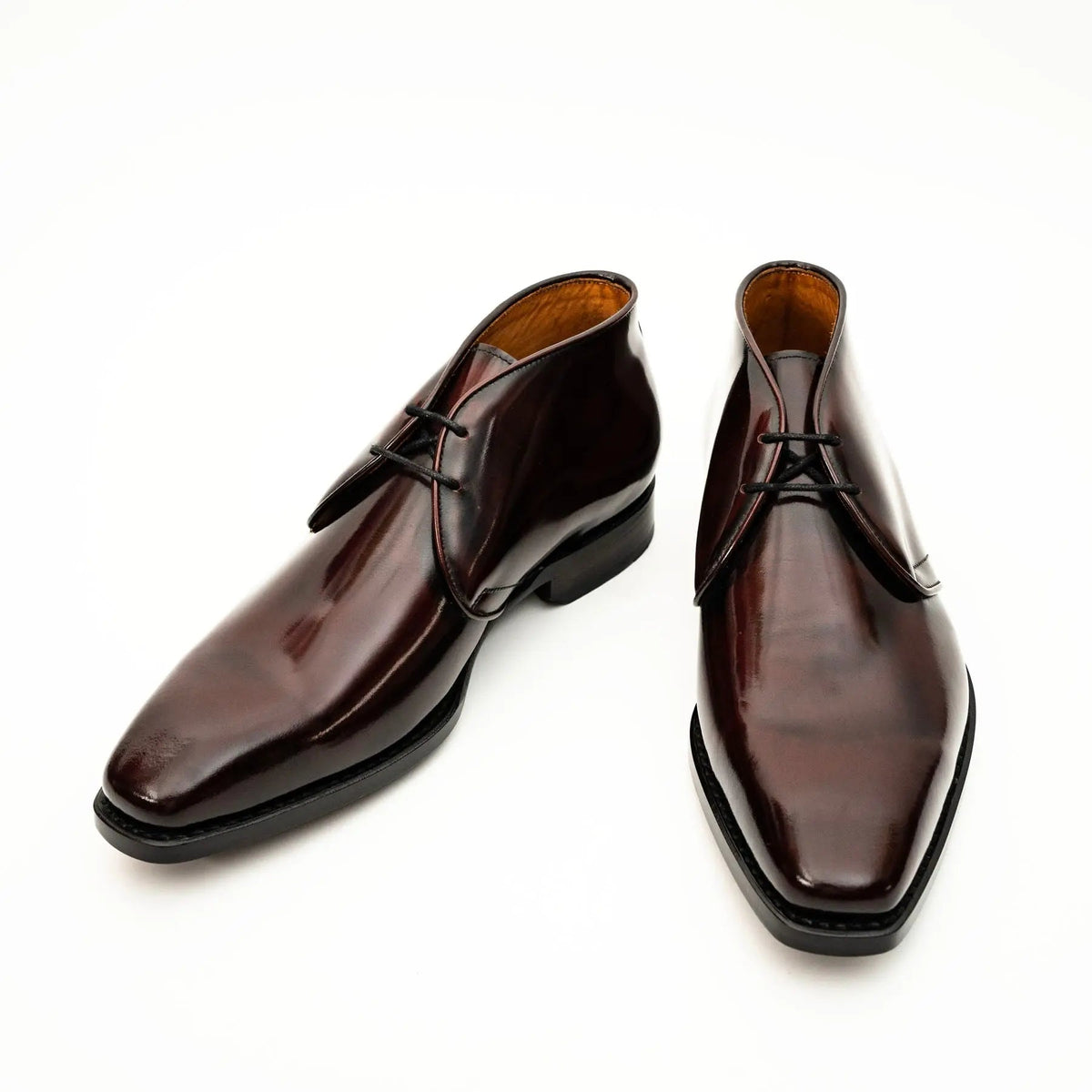 Burgundy Square-Toe Calf Leather Chukka Boots