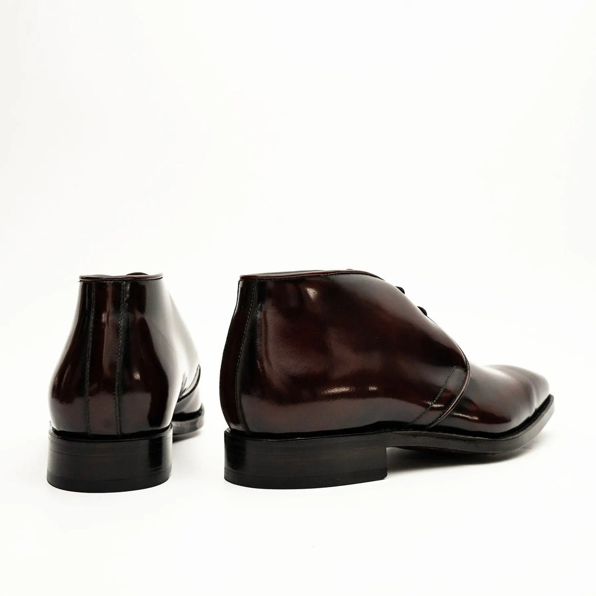 Burgundy Square-Toe Calf Leather Chukka Boots