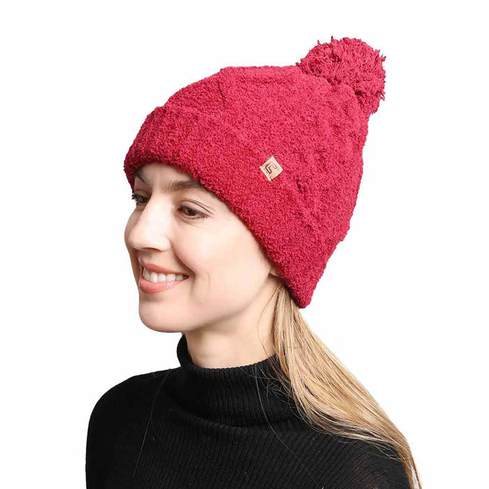 Solid Color Cable Knit Beanie Hats