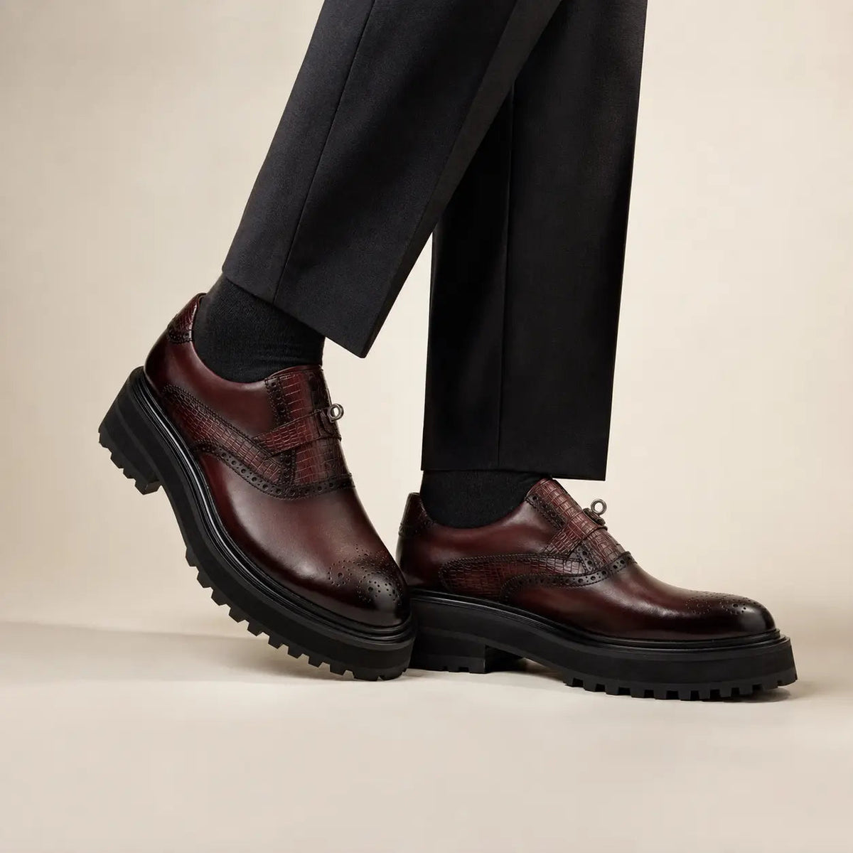 Burgundy Calf Leather Loafers