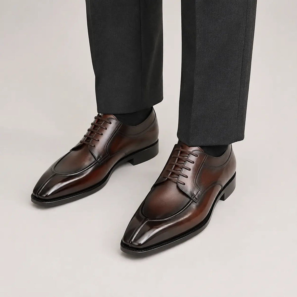Brown Calf Leather Derby Shoes