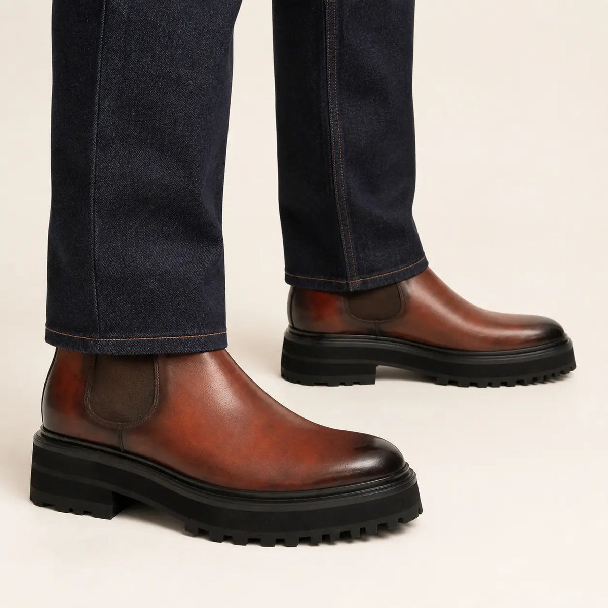 Brown Calf Leather Chelsea Boots