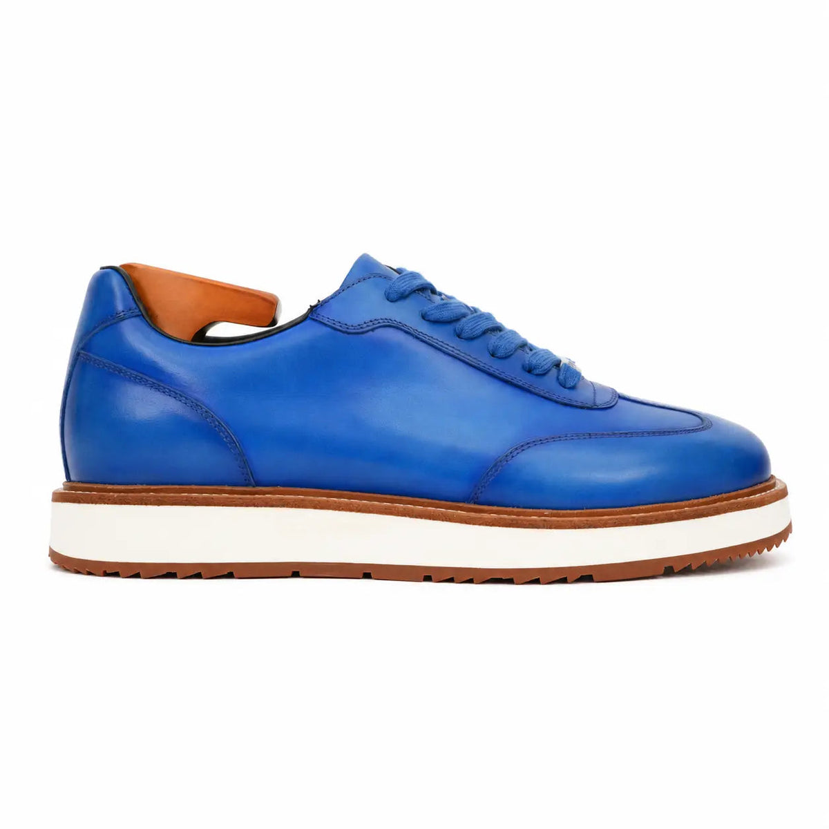 Cobalt Blue Leather Platform Lace-Up Shoes