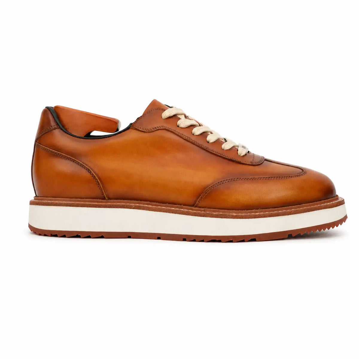 Orange-Brown Apron-Toe Cow Leather Casual Shoes