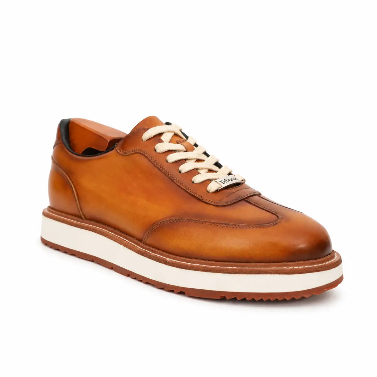 Orange-Brown Apron-Toe Cow Leather Casual Shoes