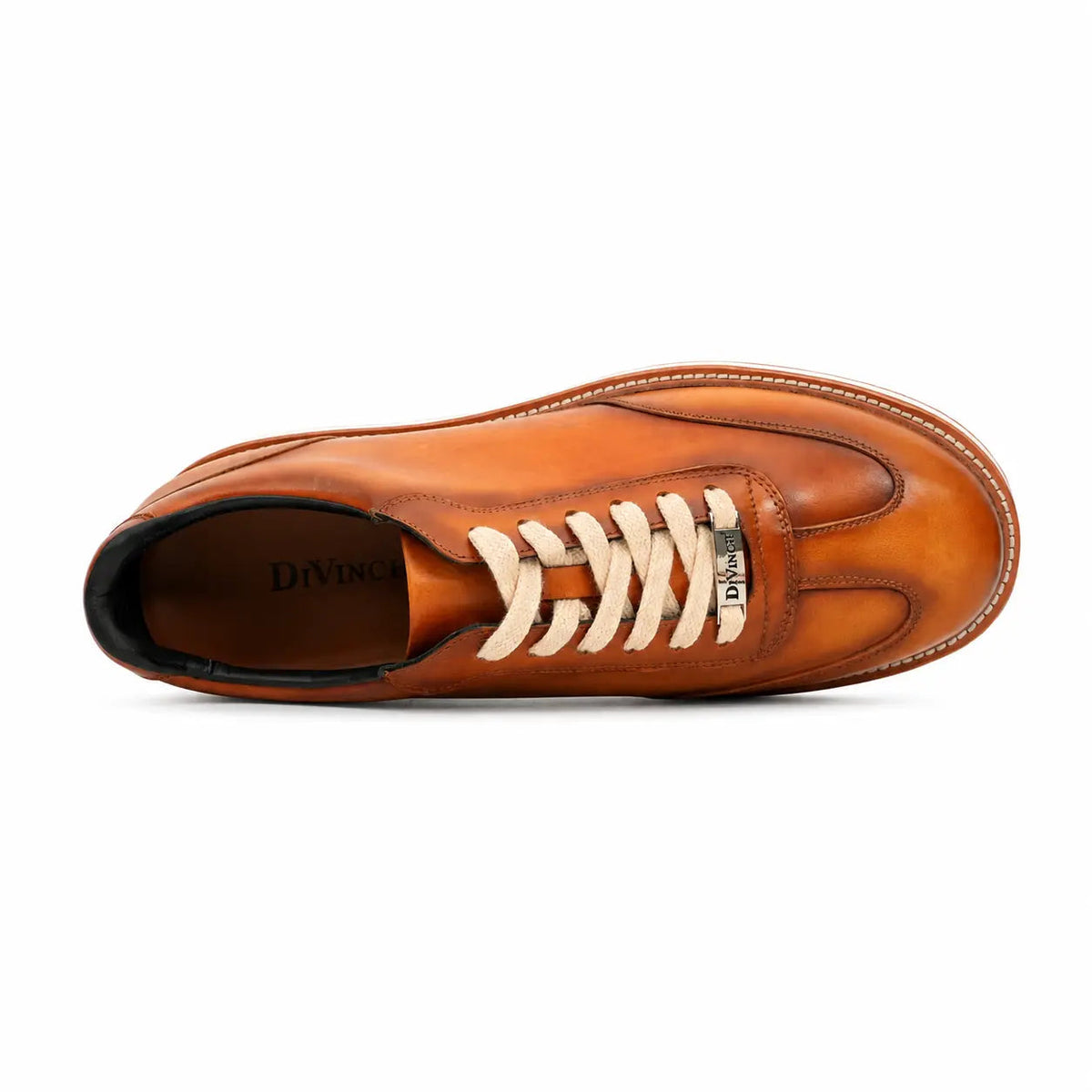 Orange-Brown Apron-Toe Cow Leather Casual Shoes