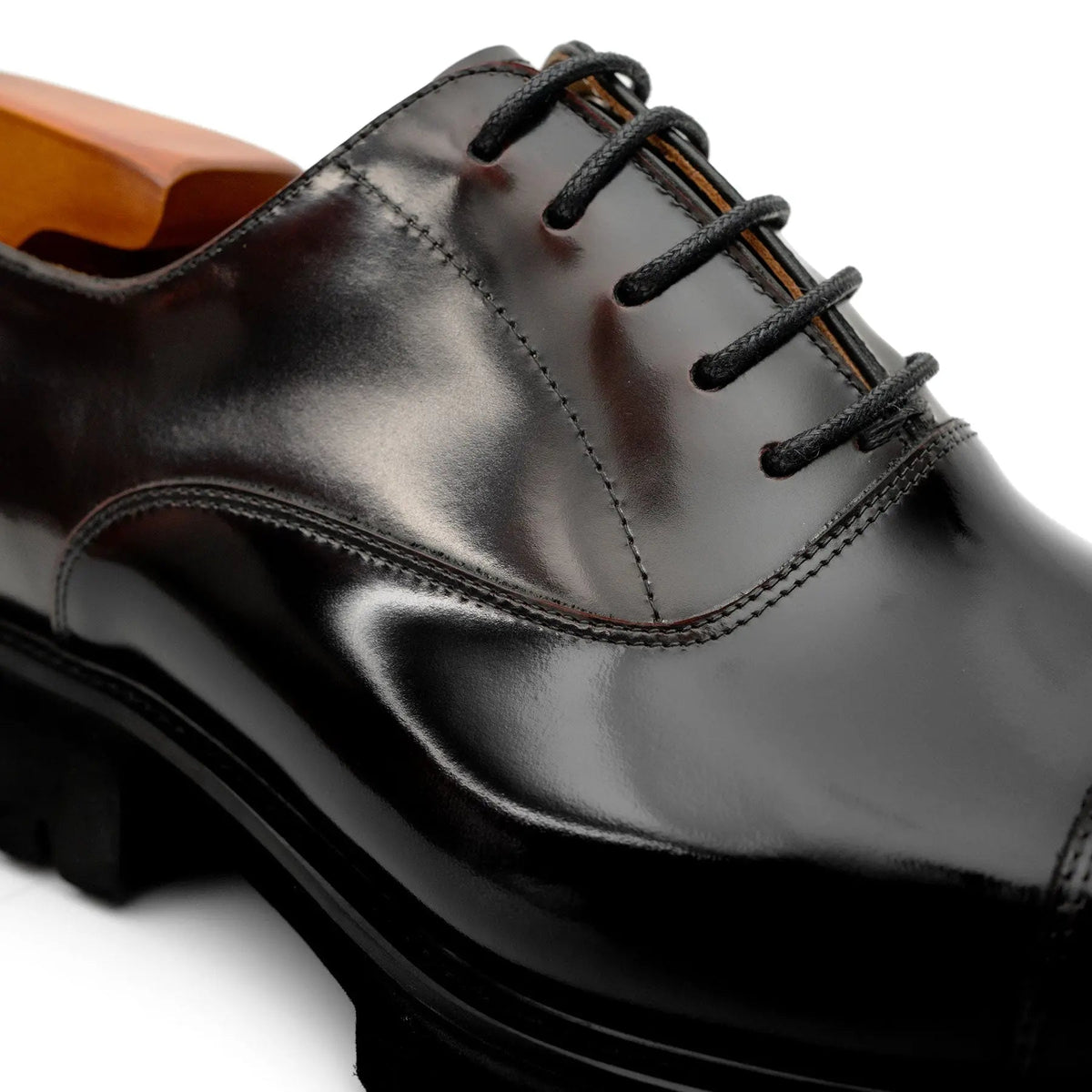 Burgundy Cap-Toe Calf Leather Oxford Shoes