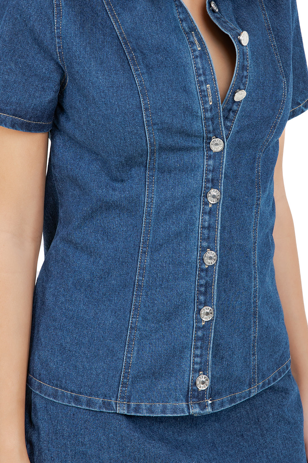 WOMEN FASHION DENIM TOP AND SKIRT SET