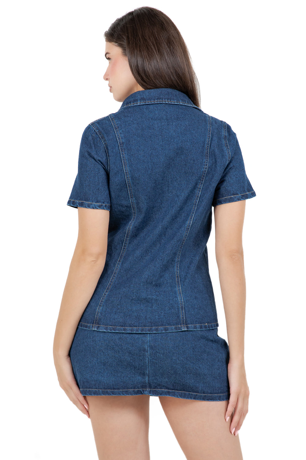 WOMEN FASHION DENIM TOP AND SKIRT SET