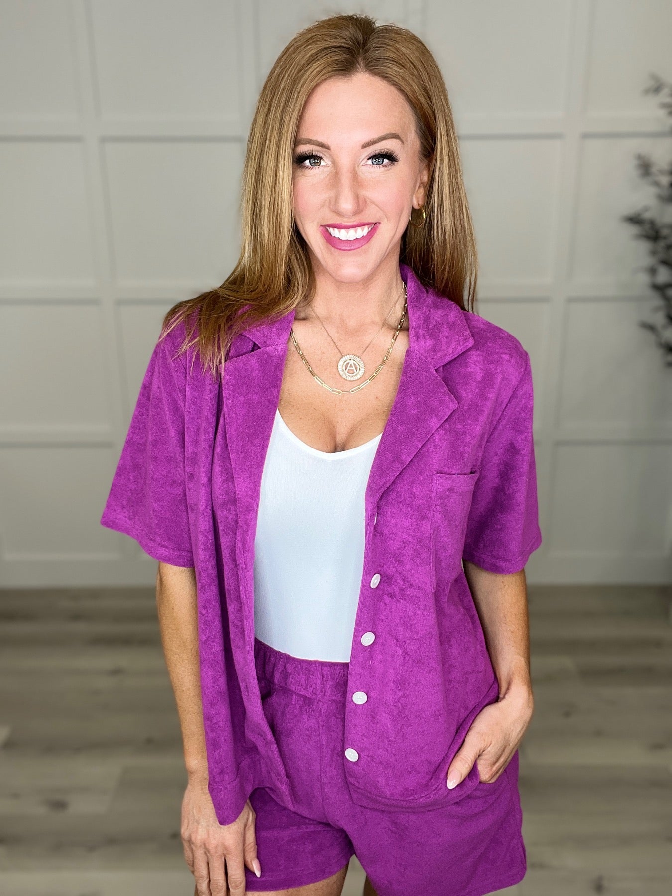 Blusa Abotonada de French Terry en Dos Colores