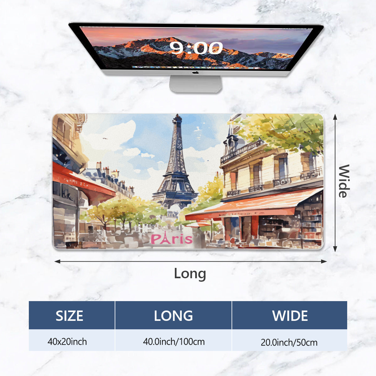 Paris France Street Scene 40" x 20" Mousepad Desk Mat
