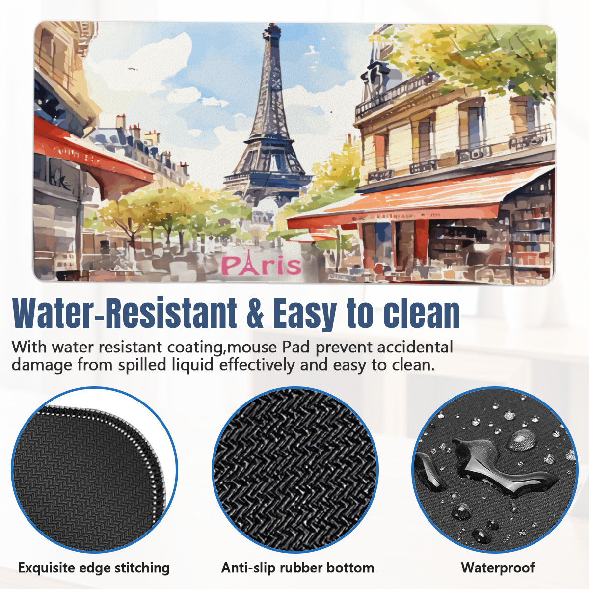Paris France Street Scene 40" x 20" Mousepad Desk Mat