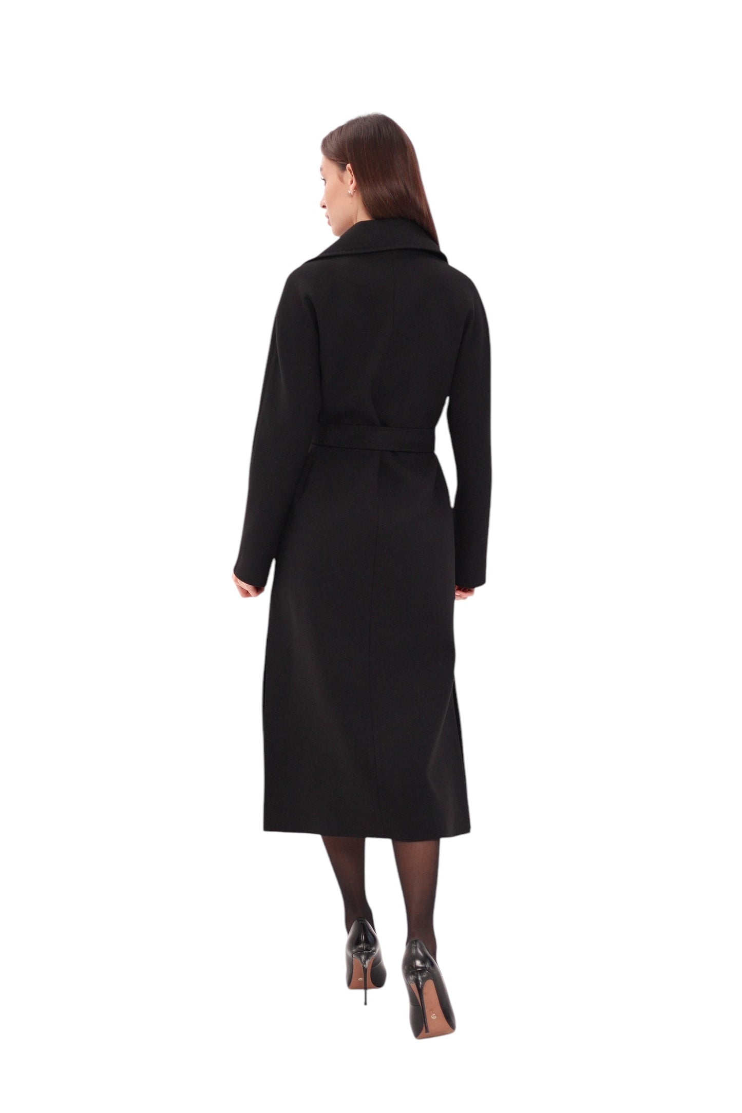 Abrigo envolvente de lana y cachemira Cambridge Comfort en negro